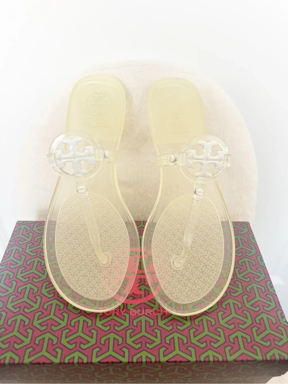 Tory Burch Mini Miller Flats Thong-TPU Jelly Clear Flat Shoes Size 6